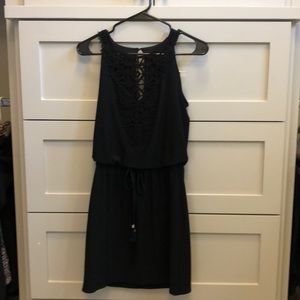 White House Black Market crochet drawstring dress.